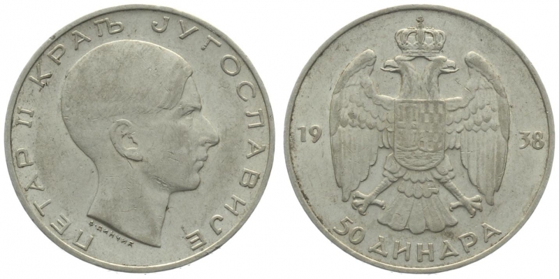 Jugoslawien 50 Denar 1938 - Peter II.